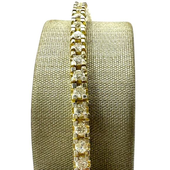 14K Yellow Gold 1.95cttw Diamond Tennis Bracelet JAGi Cert. (16023) - Picture 3 of 8